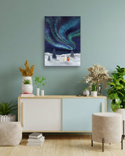 korean art, Aurora shining on a winter night 4 - DOKHBI ARTWORKS Mint Painting ARTWORKS dokkaebi dokebi k - art Korean contemporary painting Aurora shining on a winter night 4 by Mint, interior wall art decor DOKHBI