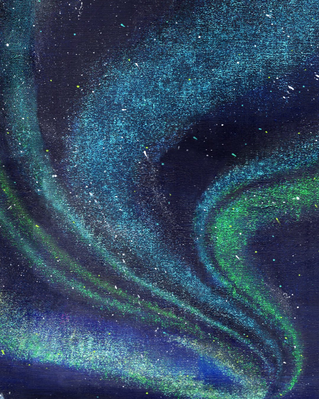 korean art, Aurora shining on a winter night 4 - DOKHBI ARTWORKS Mint Painting