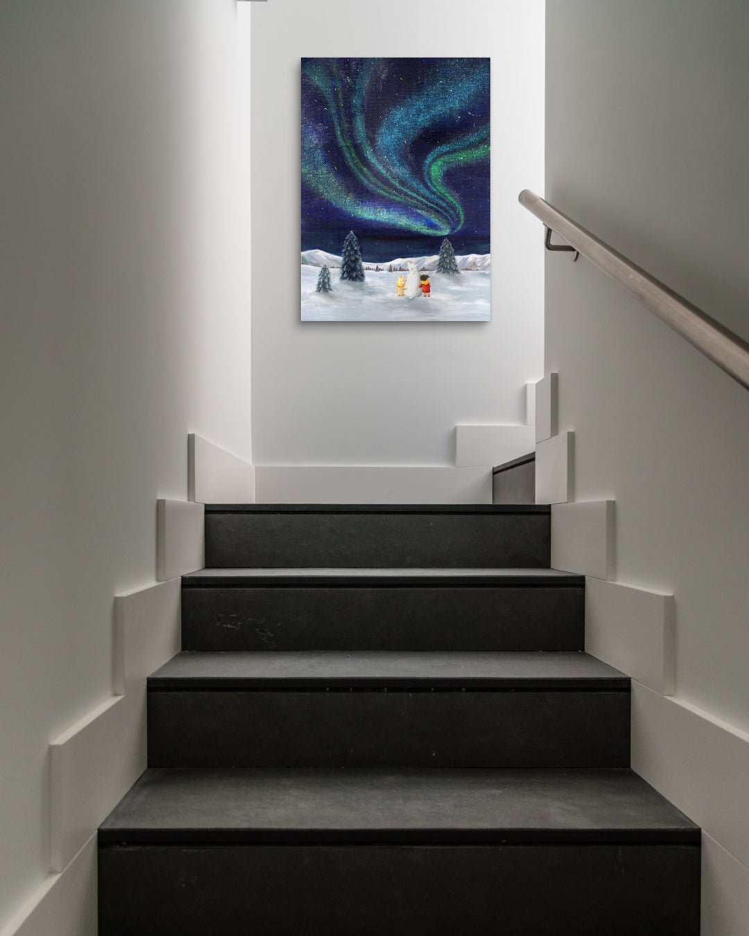 korean art, Aurora shining on a winter night 4 - DOKHBI ARTWORKS Mint Painting ARTWORKS dokkaebi dokebi k - art Aurora shining on a winter night 4 by Mint as statement wall art in contemporary interior, Korean painting decor DOKHBI
