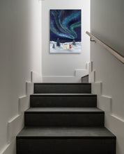 korean art, Aurora shining on a winter night 4 - DOKHBI ARTWORKS Mint Painting ARTWORKS dokkaebi dokebi k - art Aurora shining on a winter night 4 by Mint as statement wall art in contemporary interior, Korean painting decor DOKHBI