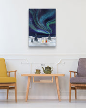 korean art, Aurora shining on a winter night 4 - DOKHBI ARTWORKS Mint Painting ARTWORKS dokkaebi dokebi k - art Aurora shining on a winter night 4 size reference 90.9x65.1cm - original Korean painting by Mint DOKHBI