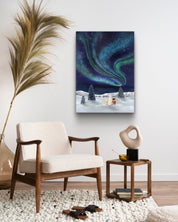 korean art, Aurora shining on a winter night 4 - DOKHBI ARTWORKS Mint Painting