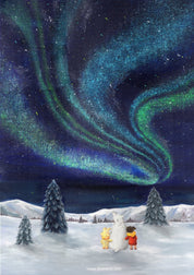 korean art, Aurora shining on a winter night 4 - DOKHBI ARTWORKS Mint Painting