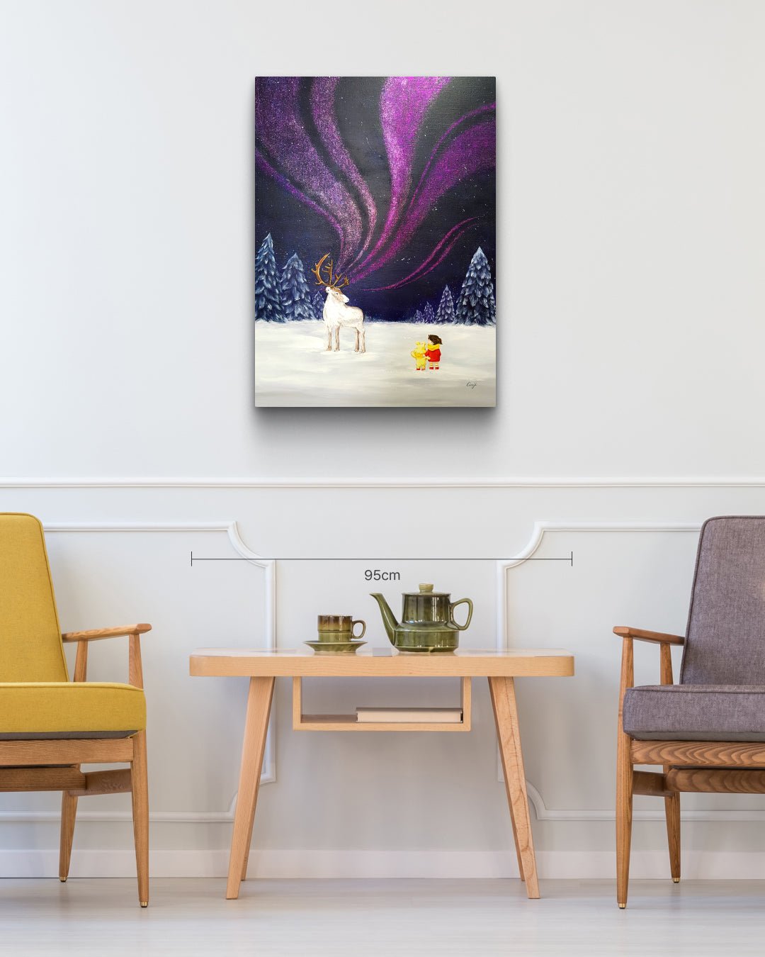 korean art, Aurora shining on a winter night 5 - DOKHBI ARTWORKS Mint Painting