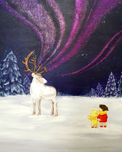 korean art, Aurora shining on a winter night 5 - DOKHBI ARTWORKS Mint Painting ARTWORKS dokkaebi dokebi k - art Aurora shining on a winter night 5 close - up detail, brushwork texture by Korean artist Mint DOKHBI