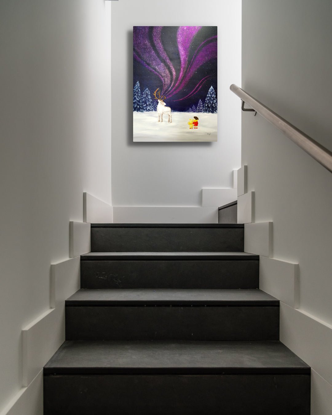 korean art, Aurora shining on a winter night 5 - DOKHBI ARTWORKS Mint Painting