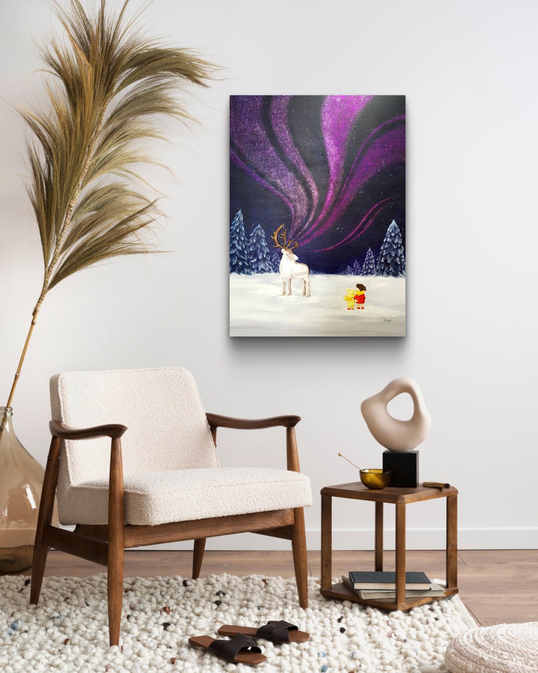 korean art, Aurora shining on a winter night 5 - DOKHBI ARTWORKS Mint Painting