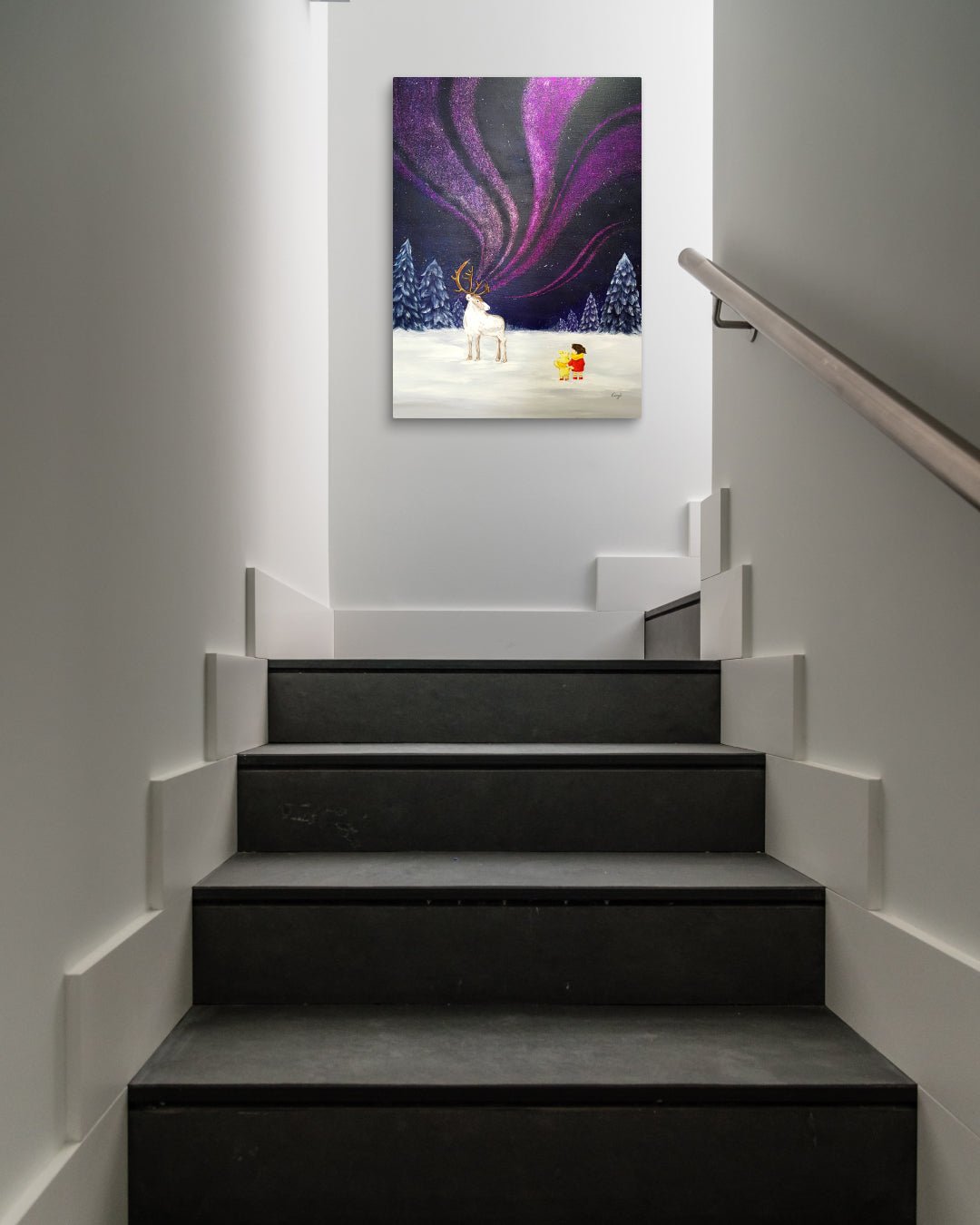 korean art, Aurora shining on a winter night 5 - DOKHBI ARTWORKS Mint Painting ARTWORKS dokkaebi dokebi k - art Aurora shining on a winter night 5 by Mint as statement wall art in contemporary interior, Korean painting decor DOKHBI