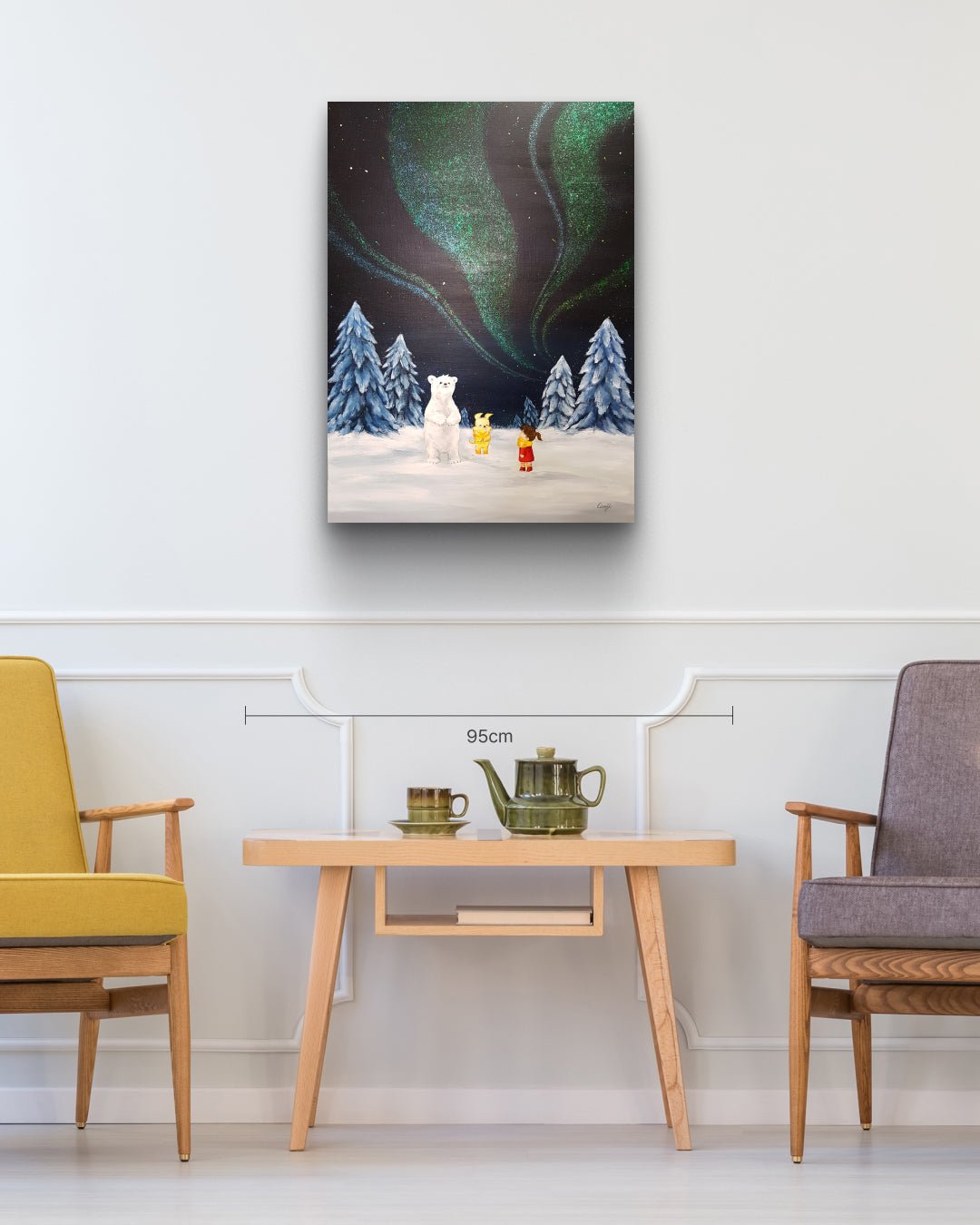 korean art, Aurora shining on a winter night 6 - DOKHBI ARTWORKS Mint Painting