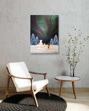 korean art, Aurora shining on a winter night 6 - DOKHBI ARTWORKS Mint Painting ARTWORKS dokkaebi dokebi k - art Aurora shining on a winter night 6 by Mint displayed in modern living room, original Korean painting 2023 DOKHBI