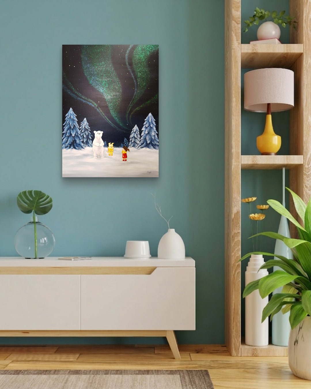 korean art, Aurora shining on a winter night 6 - DOKHBI ARTWORKS Mint Painting ARTWORKS dokkaebi dokebi k - art Korean contemporary painting Aurora shining on a winter night 6 by Mint, interior wall art decor DOKHBI