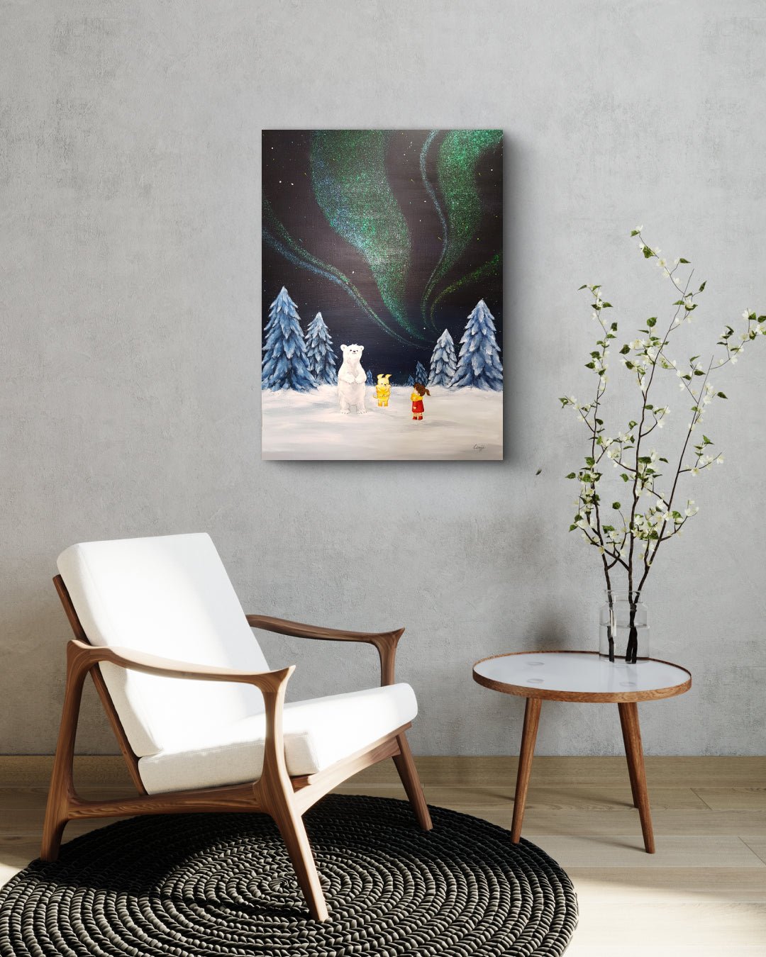 korean art, Aurora shining on a winter night 6 - DOKHBI ARTWORKS Mint Painting