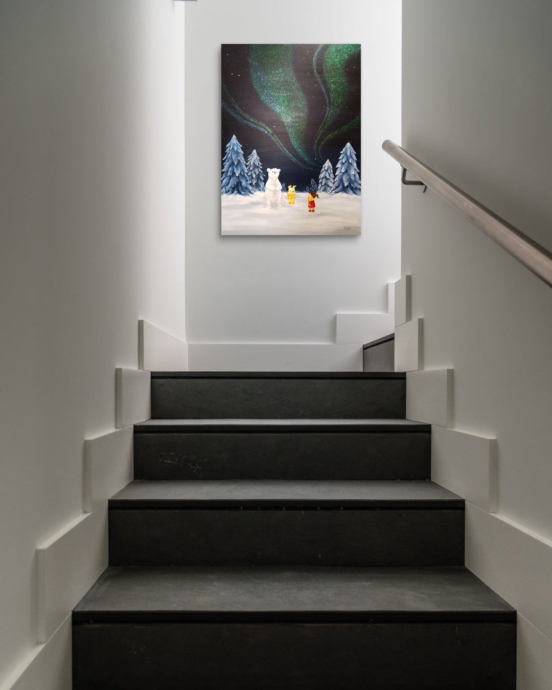 korean art, Aurora shining on a winter night 6 - DOKHBI ARTWORKS Mint Painting ARTWORKS dokkaebi dokebi k - art Aurora shining on a winter night 6 by Mint as statement wall art in contemporary interior, Korean painting decor DOKHBI