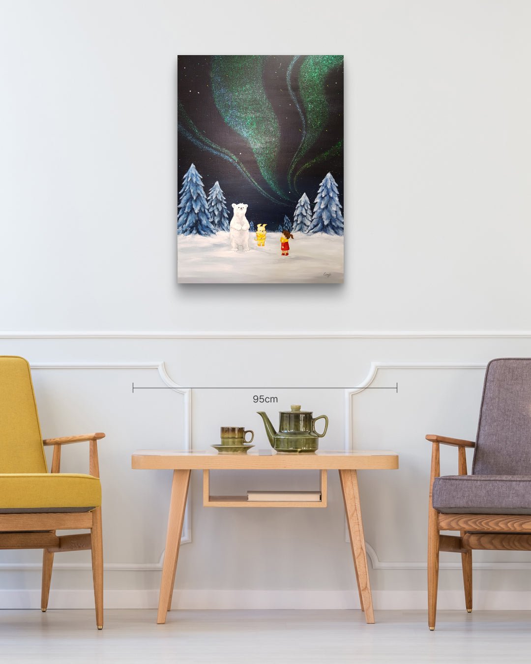 korean art, Aurora shining on a winter night 6 - DOKHBI ARTWORKS Mint Painting ARTWORKS dokkaebi dokebi k - art Aurora shining on a winter night 6 size reference 90.9x65.1cm - original Korean painting by Mint DOKHBI