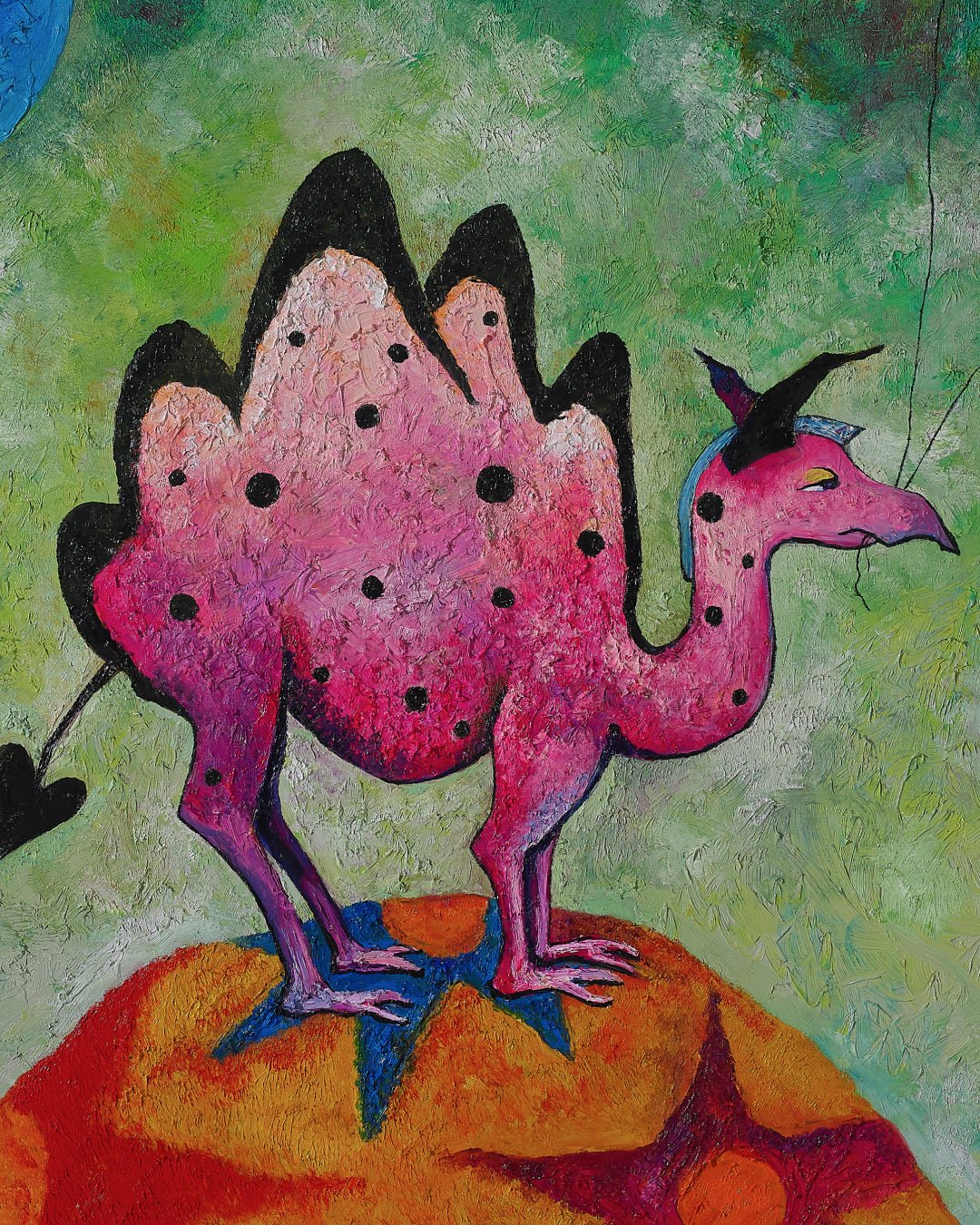 korean art, Balloon Moon Dragon Camel - DOKHBI ARTWORKS Painting Yun Song - A ARTWORKS dokkaebi dokebi k - art Balloon Moon Dragon Camel close - up detail, brushwork texture by Korean artist Yun Song - A DOKHBI