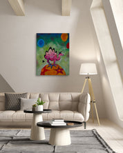 korean art, Balloon Moon Dragon Camel - DOKHBI ARTWORKS Painting Yun Song - A ARTWORKS dokkaebi dokebi k - art Balloon Moon Dragon Camel by Yun Song - A displayed in modern living room, original Korean painting 2023 DOKHBI