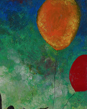 korean art, Balloon Moon Dragon Camel - DOKHBI ARTWORKS Painting Yun Song - A ARTWORKS dokkaebi dokebi k - art Balloon Moon Dragon Camel surface detail - Oil on Canvas by Yun Song - A, Korean fine art 2023 DOKHBI