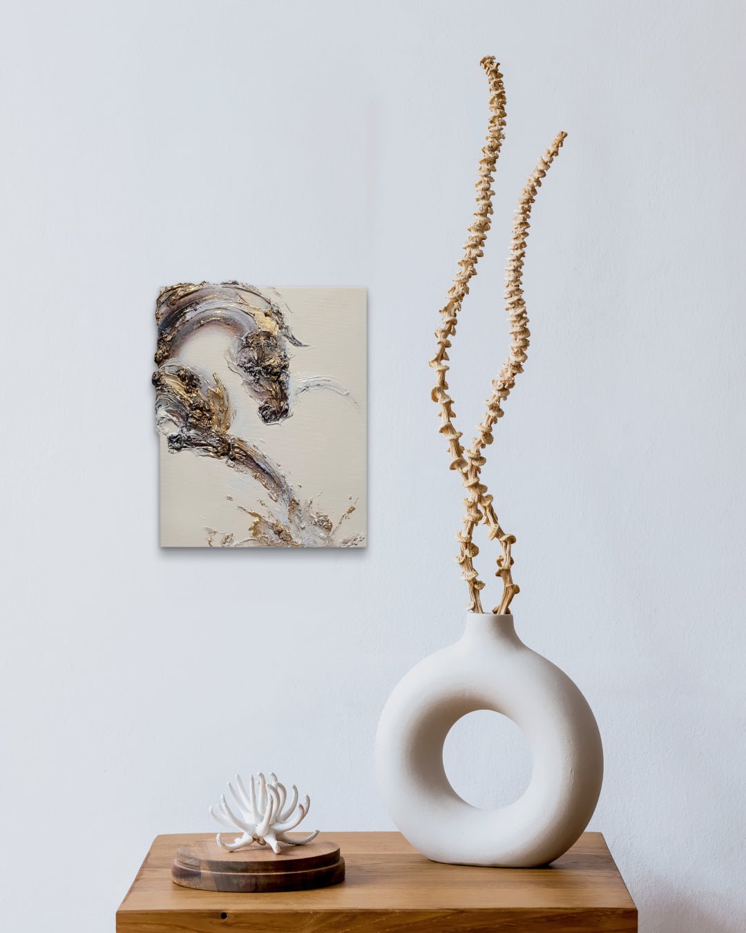 korean art, Bam V - DOKHBI $1000 ARTWORKS Mixed Media ARTWORKS dokkaebi dokebi k - art Bam V by SHIN EUNG displayed in modern living room, original Korean mixed media artwork 2025 DOKHBI