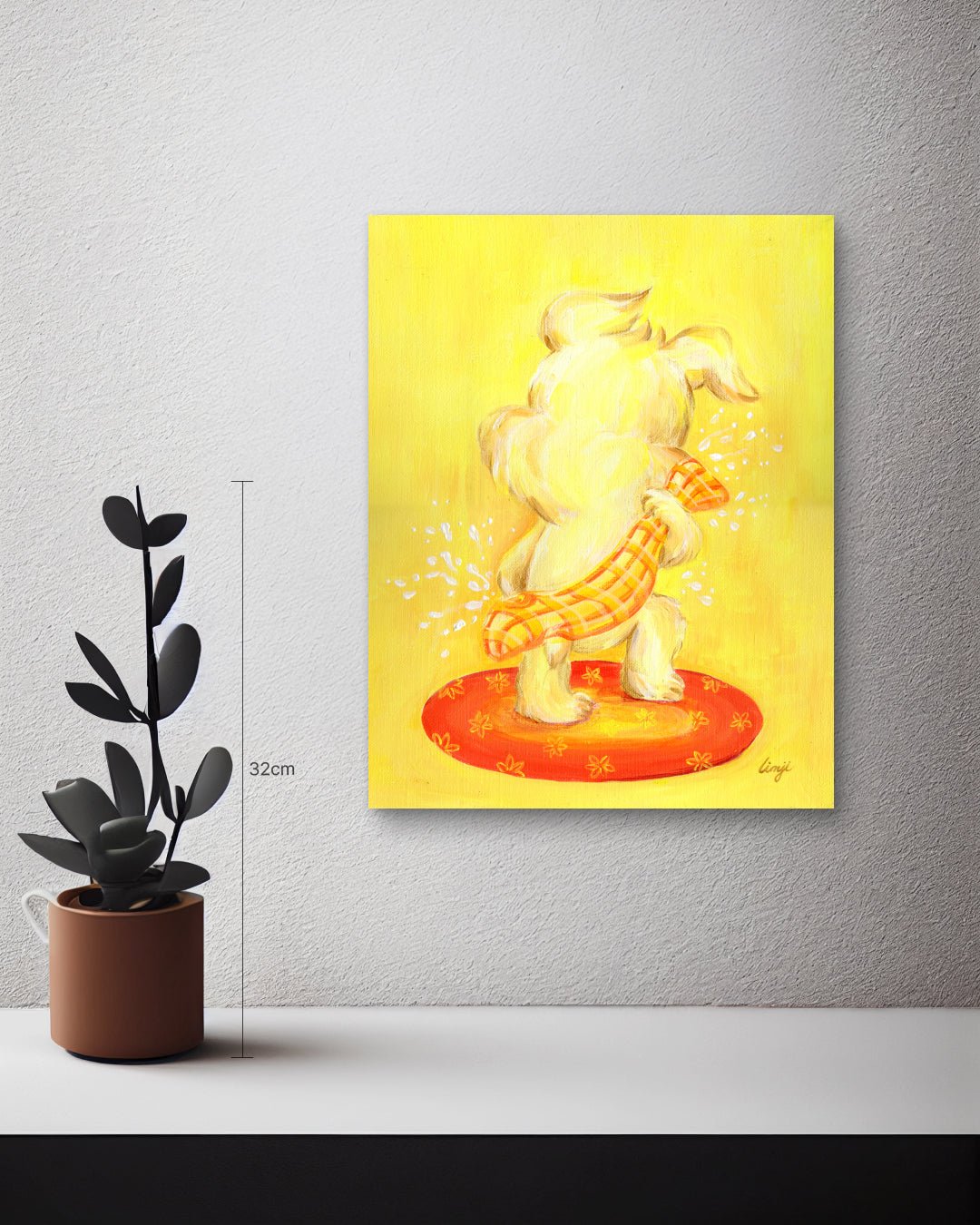 korean art, Bath time_Drying off with a towel - DOKHBI $1000 ARTWORKS Mint ARTWORKS dokkaebi dokebi k - art Bath time_Drying off with a towel size reference 34.8x27.3cm - original Korean painting by Mint DOKHBI