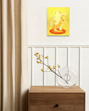 korean art, Bath time_Drying off with a towel - DOKHBI $1000 ARTWORKS Mint ARTWORKS dokkaebi dokebi k - art Bath time_Drying off with a towel by Mint displayed in modern living room, original Korean painting 2023 DOKHBI
