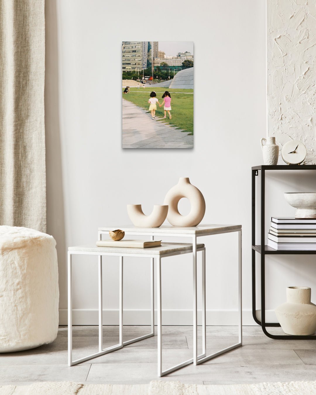 Best Friend by SeongHa LEE displayed in modern living room, original Korean fine art photography 2024
