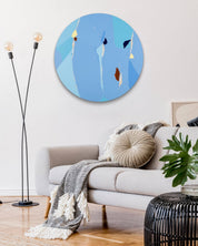 Blossom no.16 by Lee Eun Bi displayed in modern living room, original Korean circular painting 2024