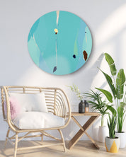 Blossom no.17 by Lee Eun Bi displayed in modern living room, original Korean circular painting 2024