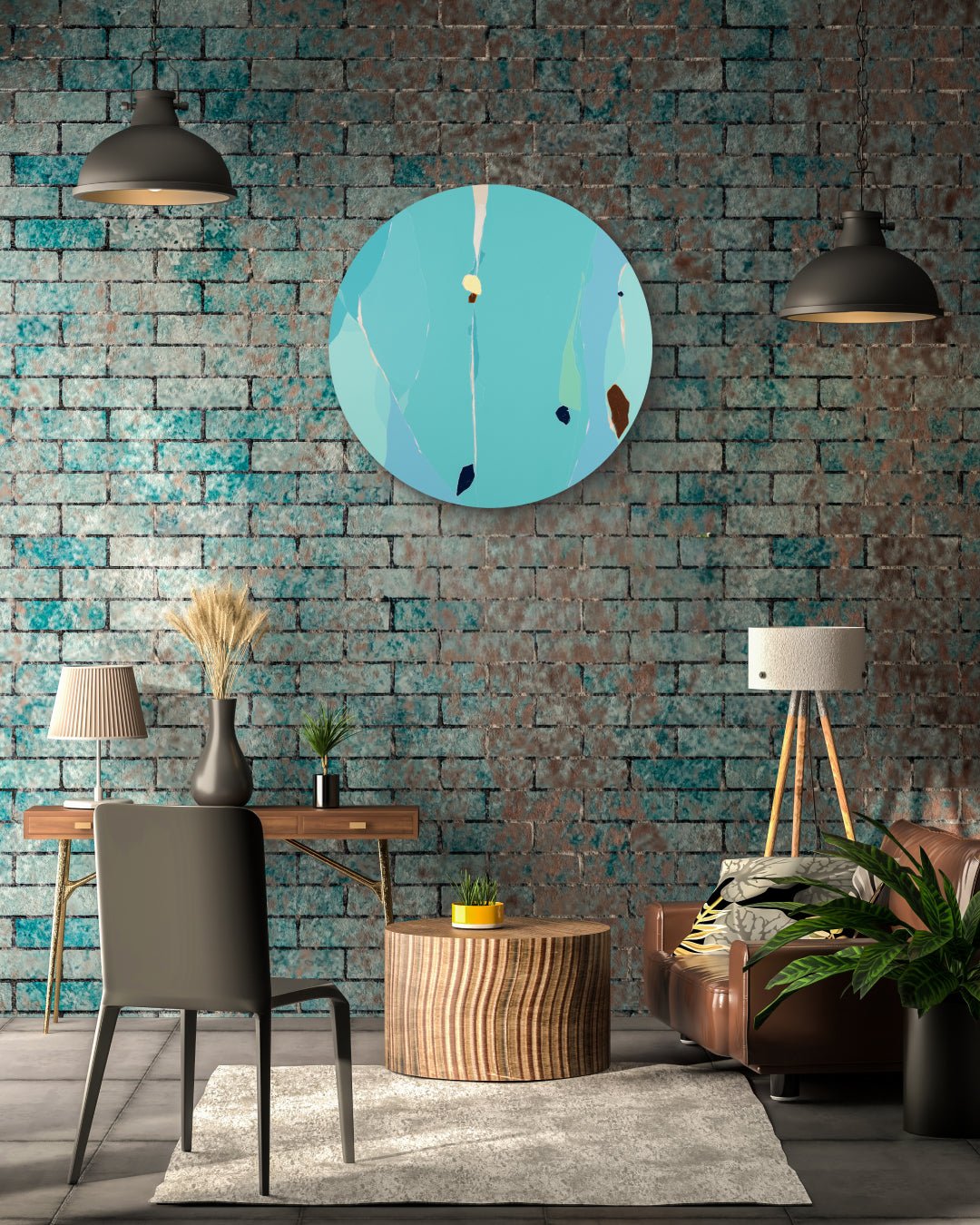 Korean contemporary circular painting Blossom no.17 by Lee Eun Bi, interior wall art decor