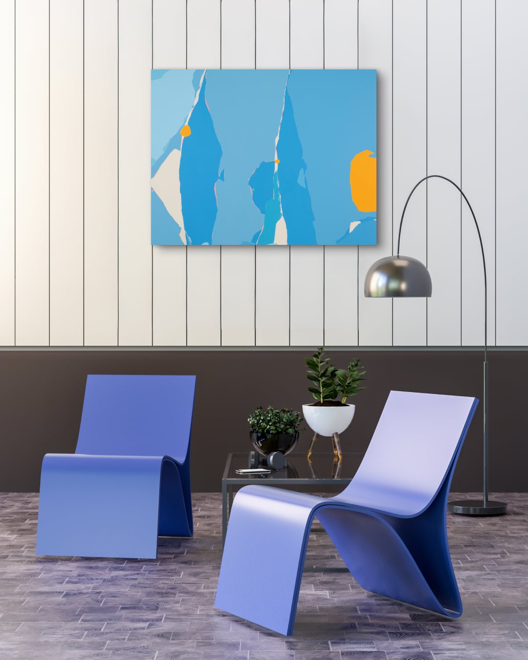 Blossom no.2 by Lee Eun Bi displayed in modern living room, original Korean painting 2024