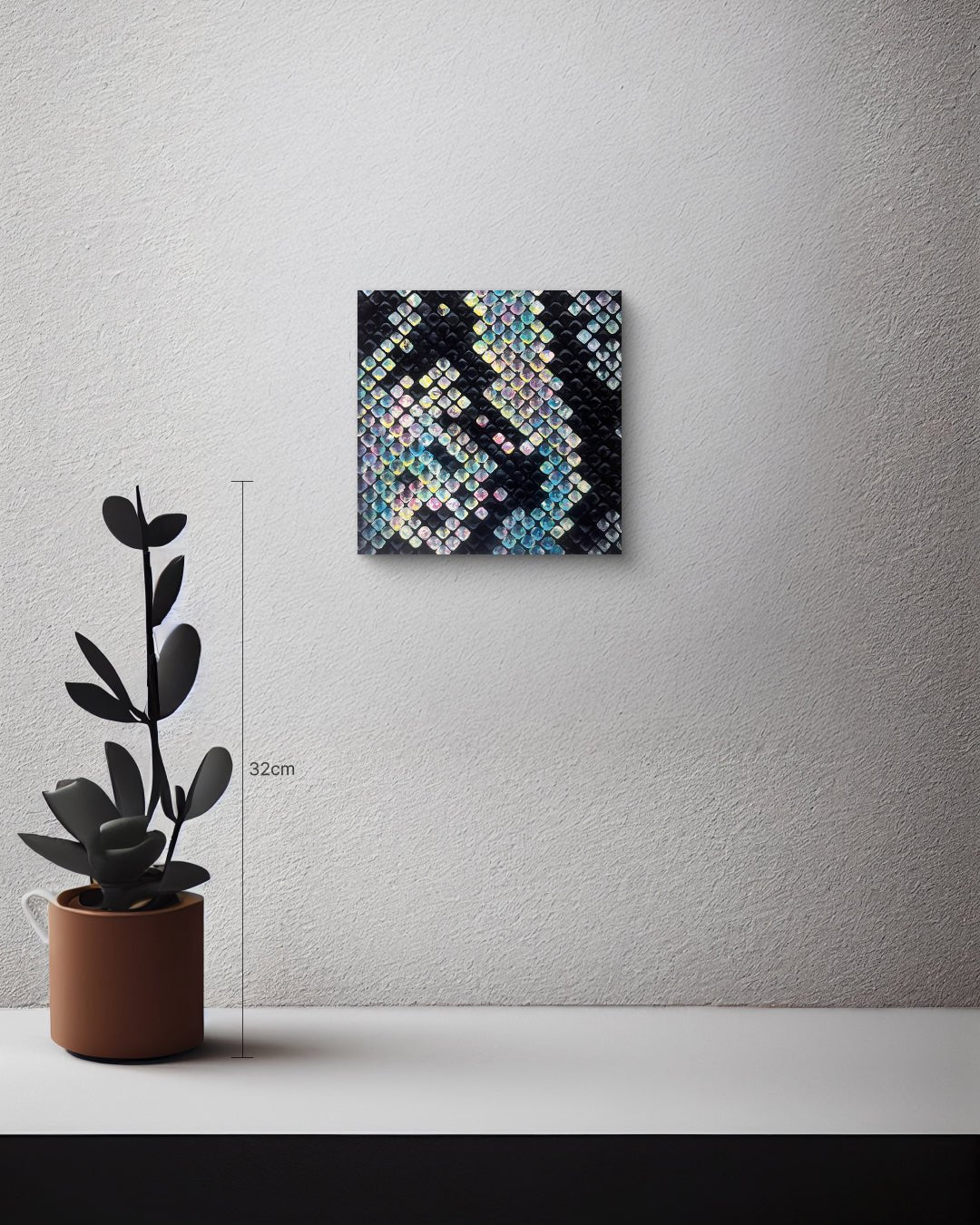 Blue Snake 1 size reference 15x15cm - original Korean Bunchae painting by Hwui yeon Lee