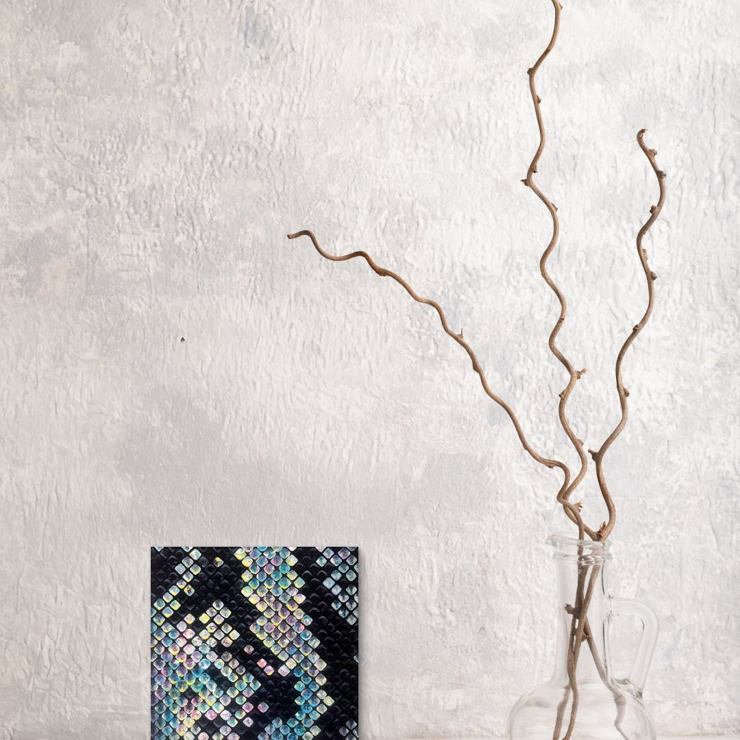 Blue Snake 1 by Hwui yeon Lee displayed in modern living room, original Korean traditional painting 2025