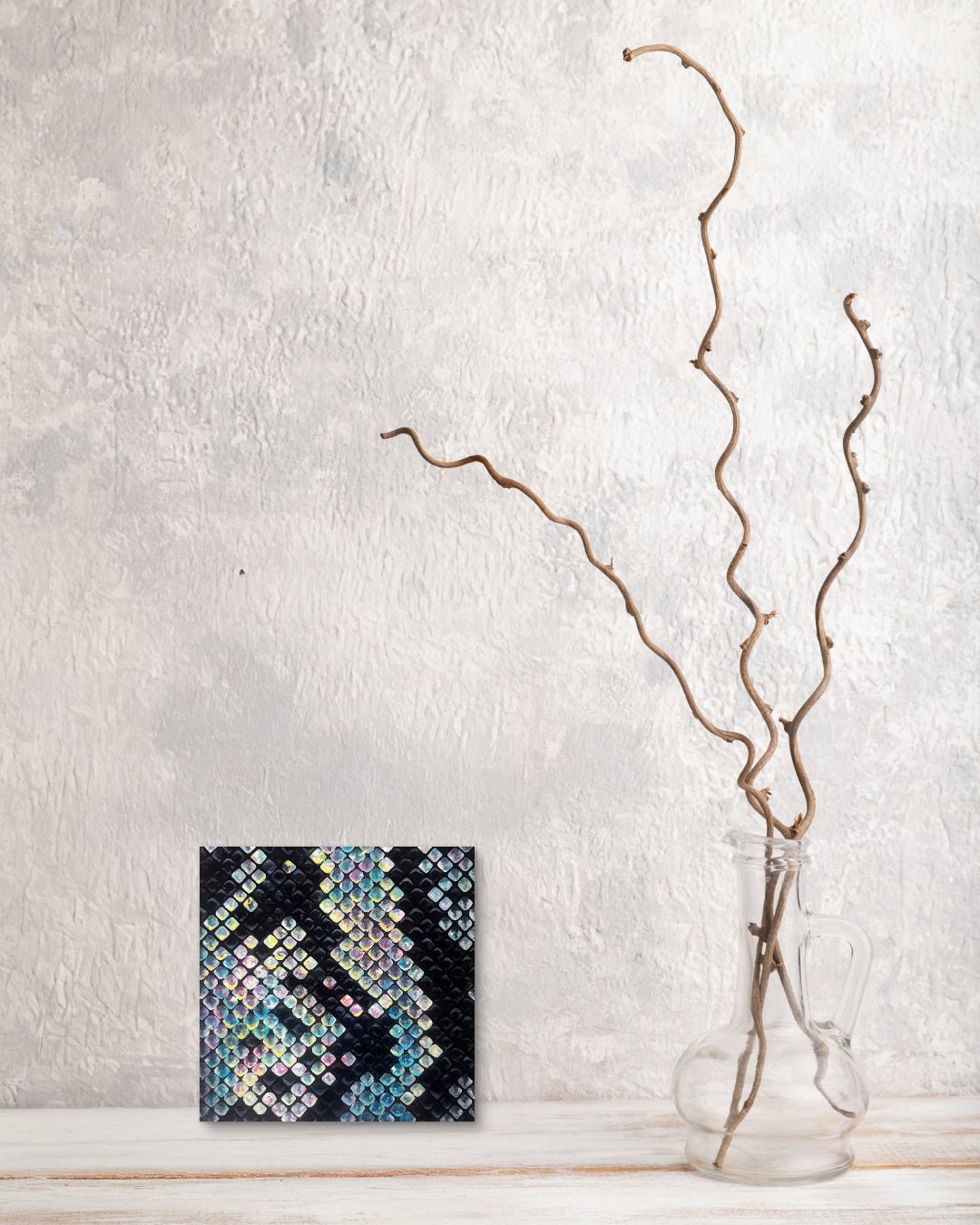Blue Snake 1 by Hwui yeon Lee displayed in modern living room, original Korean traditional painting 2025