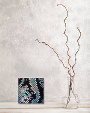 Blue Snake 1 by Hwui yeon Lee displayed in modern living room, original Korean traditional painting 2025
