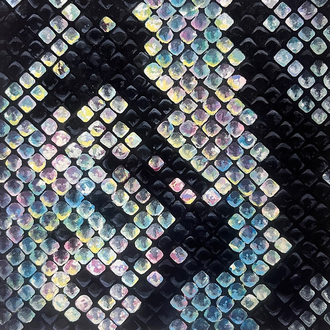 Blue Snake 1 - Bunchae on Jangji 15x15cm by Hwui yeon Lee, Korean Contemporary Art 2025