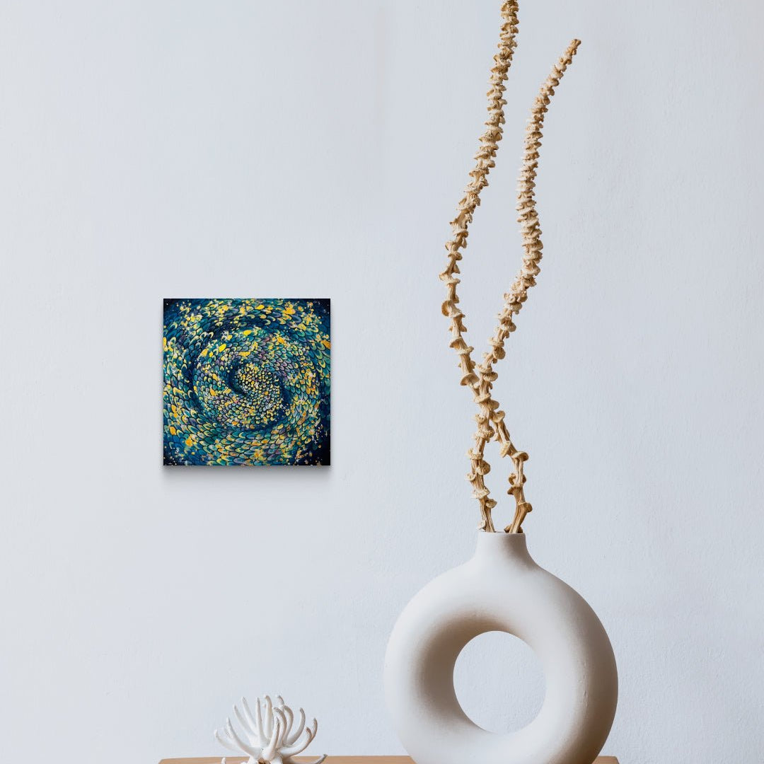 Blue Snake 2 by Hwui yeon Lee displayed in modern living room, original Korean traditional painting 2025