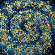 Blue Snake 2 - Bunchae on Jangji 15x15cm by Hwui yeon Lee, Korean Contemporary Art 2025