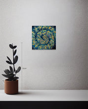 Blue Snake 2 size reference 15x15cm - original Korean Bunchae painting by Hwui yeon Lee