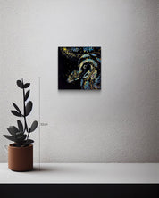 Blue Snake 4 size reference 15x15cm - original Korean Bunchae painting by Hwui yeon Lee