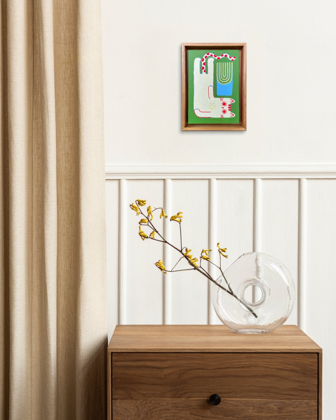 Korean contemporary painting Book and Cat No.2 by Soo-Hyun Cho, interior wall art decor