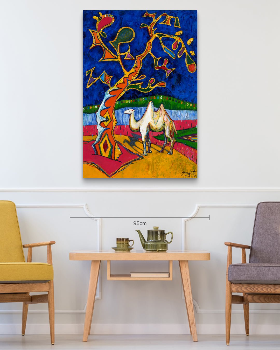 korean art, Camel Fantasy - DOKHBI ARTWORKS Painting Yun Song - A ARTWORKS dokkaebi dokebi k - art Camel Fantasy size reference 80.3x115.5cm - original Korean painting by Yun Song - A DOKHBI