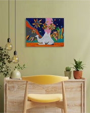 korean art, Camel in Sunflower Garden - DOKHBI ARTWORKS Painting Yun Song - A ARTWORKS dokkaebi dokebi k - art Korean contemporary painting Camel in Sunflower Garden by Yun Song - A, interior wall art decor DOKHBI