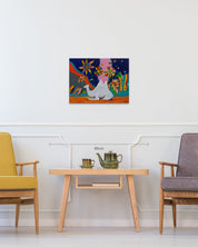 korean art, Camel in Sunflower Garden - DOKHBI ARTWORKS Painting Yun Song - A ARTWORKS dokkaebi dokebi k - art Camel in Sunflower Garden size reference 45.5x60.6cm - original Korean painting by Yun Song - A DOKHBI