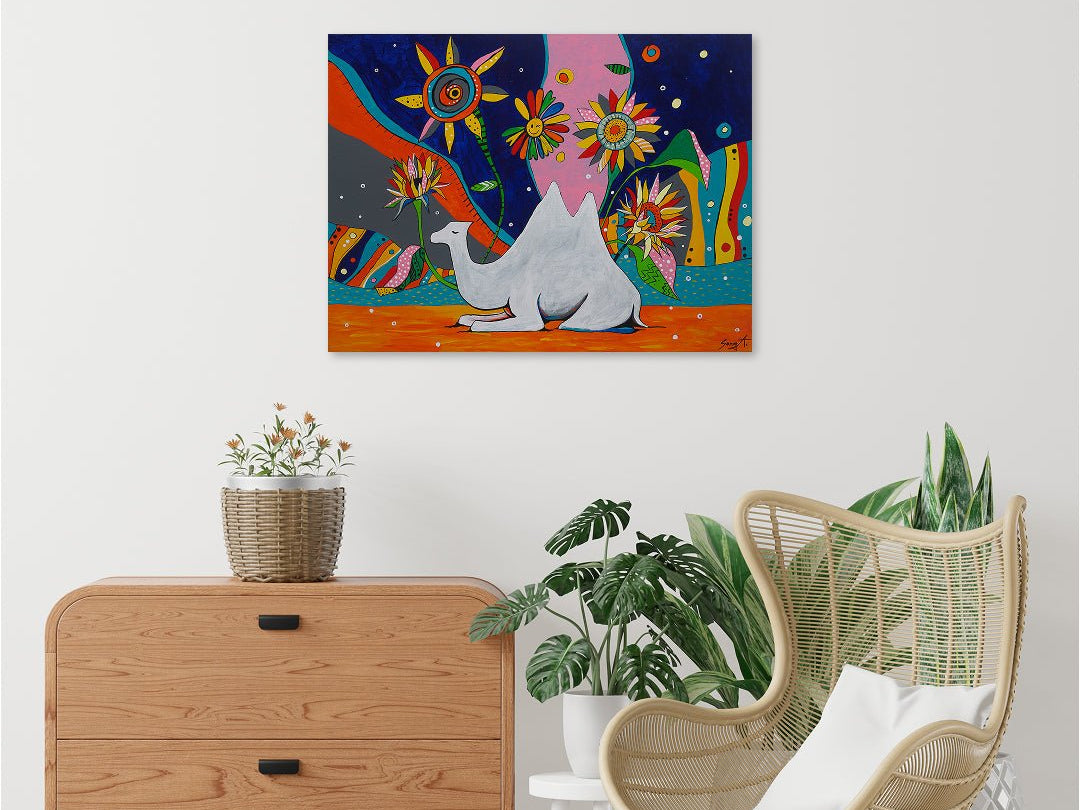 korean art, Camel in Sunflower Garden - DOKHBI ARTWORKS Painting Yun Song-A