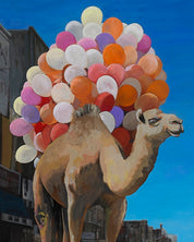 korean art, Camel in Town - DOKHBI ARTWORKS Painting Yun Song - A ARTWORKS dokkaebi dokebi k - art Camel in Town close - up detail, brushwork texture by Korean artist Yun Song - A DOKHBI