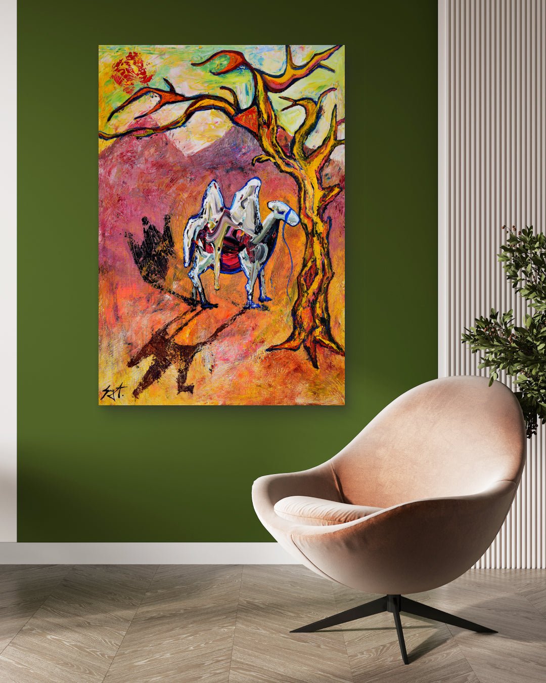 korean art, Camel's Sweet Dream - DOKHBI ARTWORKS Painting Yun Song - A ARTWORKS dokkaebi dokebi k - art Korean contemporary painting Camel's Sweet Dream by Yun Song - A, interior wall art decor DOKHBI