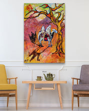 korean art, Camel's Sweet Dream - DOKHBI ARTWORKS Painting Yun Song - A ARTWORKS dokkaebi dokebi k - art Camel's Sweet Dream size reference 130.3x89.4cm - original Korean painting by Yun Song - A DOKHBI