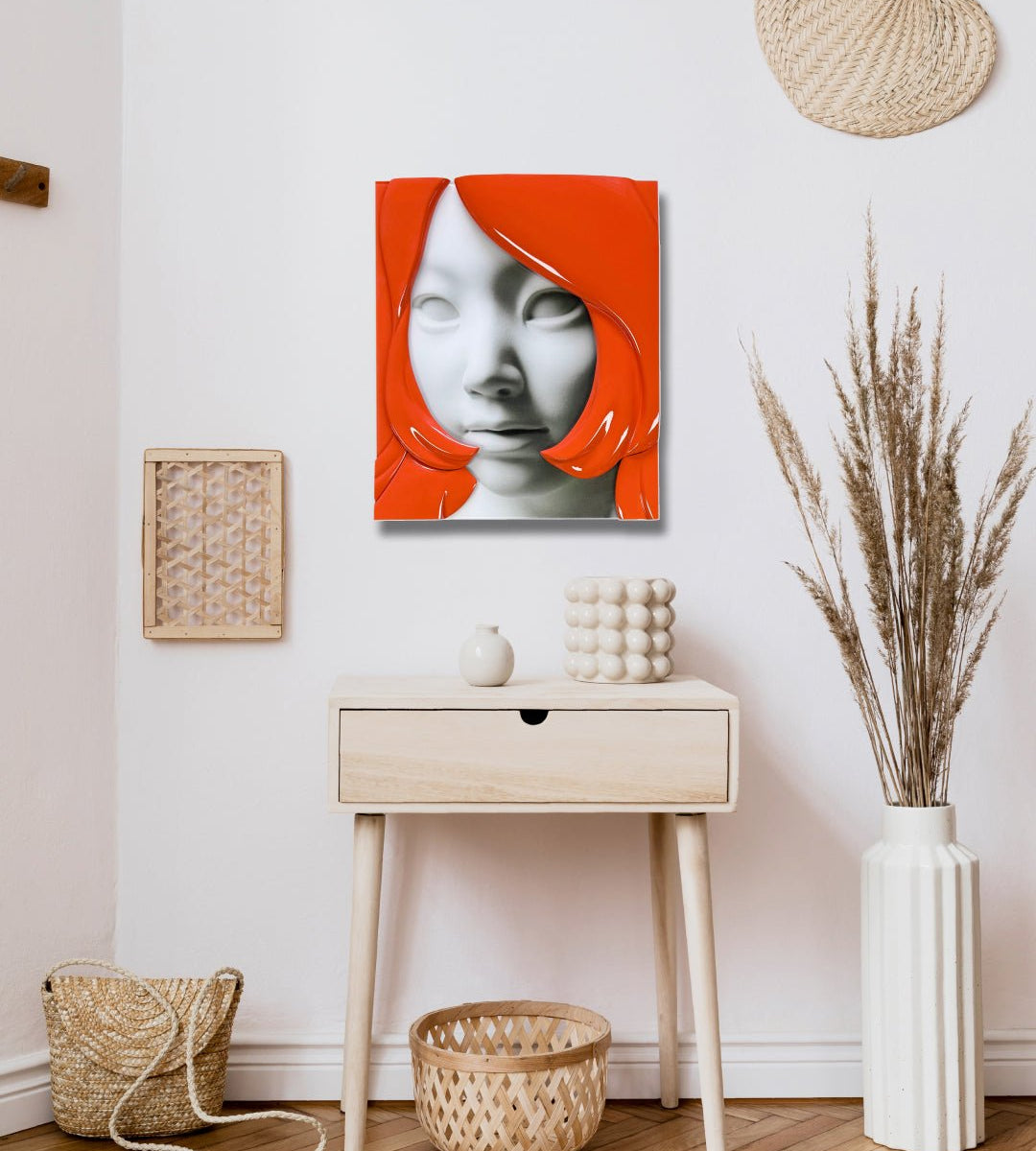 korean art, Camouflaged selves Crop(orange) - DOKHBI ARTWORKS Kim Min Kyoung Mixed Media