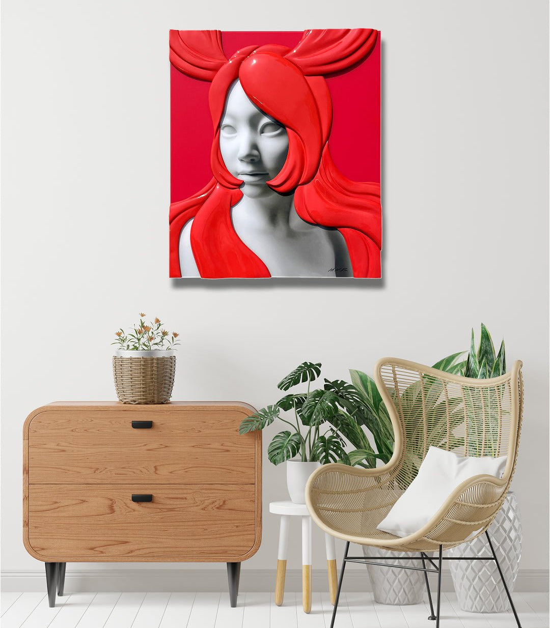 korean art, Camouflaged selves cutting hair - DOKHBI ARTWORKS Kim Min Kyoung Mixed Media