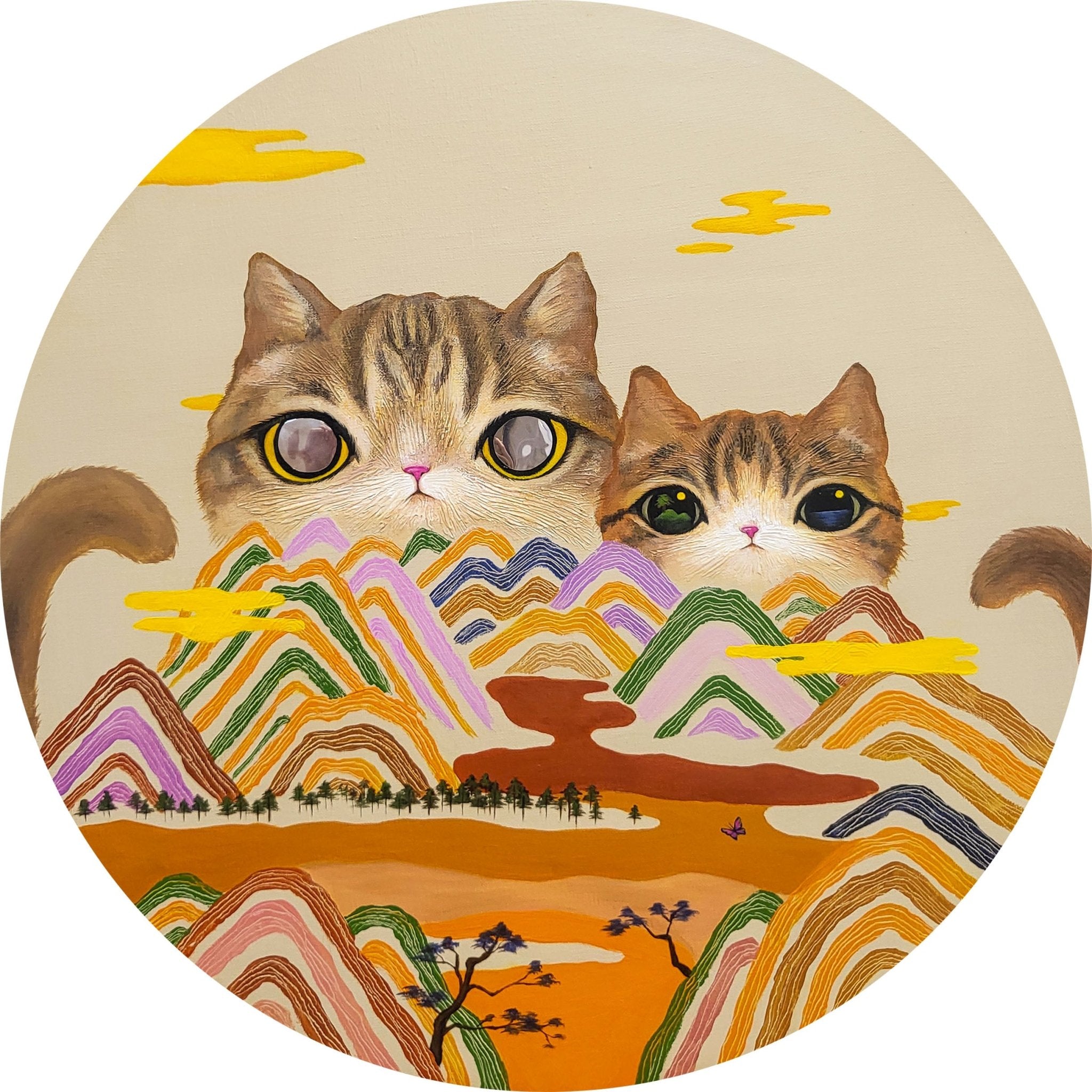 korean art, Cat Mountain 6 - DOKHBI ARTWORKS ASEUM Painting
