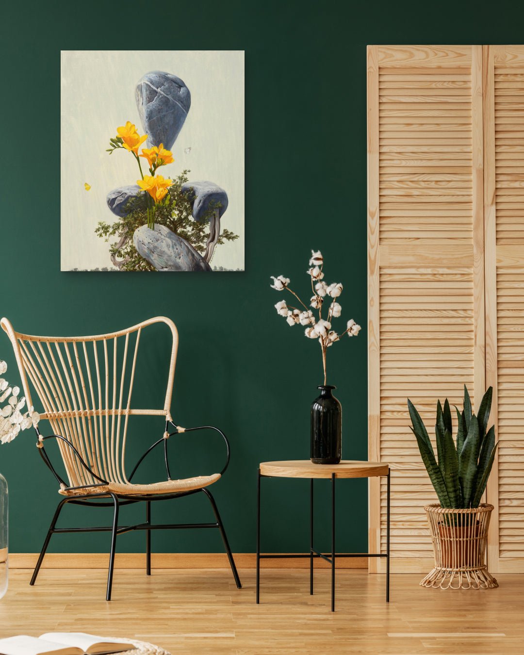 Confession by Park Jung Yong displayed in modern living room, original Korean painting 2024